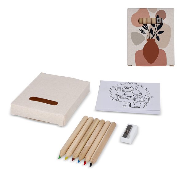 8-teiliges Malset in einer Schachtel aus recyceltem Milchkarton Mervas