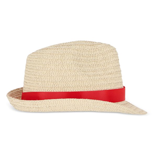 Pflanzlicher Strohhut mit farbigem Band Betonnel