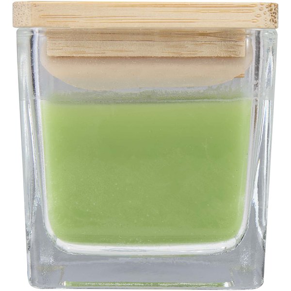 Quadratische Glaskerze mit Bambusdeckel - Badi
