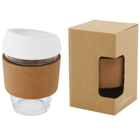 360 ml Becher aus Borosilikatglas mit Korkgriff und Silikondeckel - Rainestin