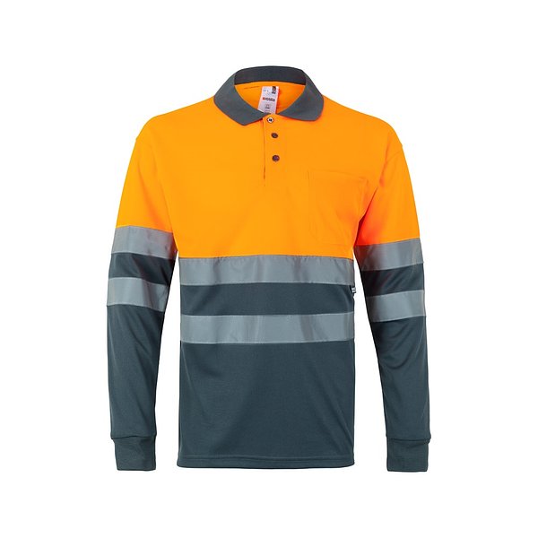 Zweifarbiges Poloshirt im Bird-Eye-Design (160g/m²) mit langen Ärmeln, aus Polyester (100%) Steivia