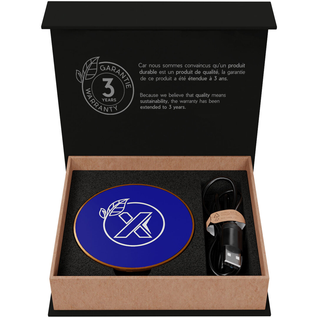 Kabellose Ladestation aus Holz mit Leuchtlogo - Heli