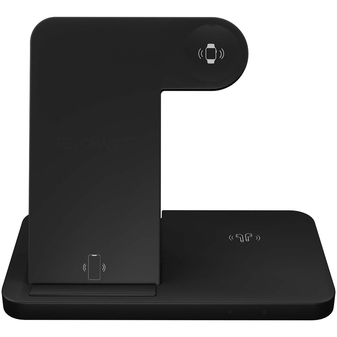 Kabellose 3-in-1 Ladestation kabellos mit Telefonständer und Leuchtlogo - Ruer