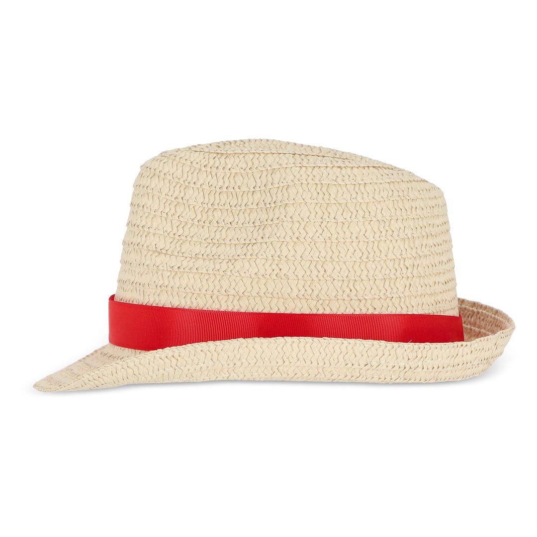 Pflanzlicher Strohhut mit farbigem Band Betonnel