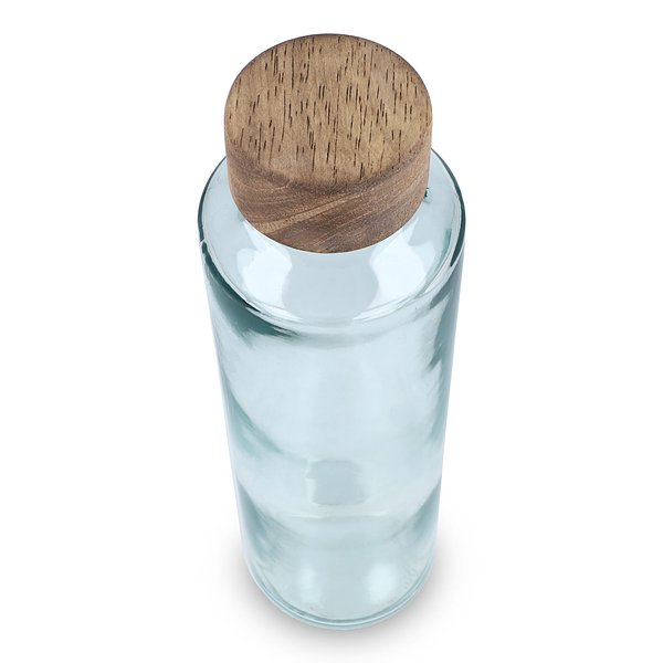 Recycelte Glaswasserflasche ReuuZ mit Holzverschluss 650 ml Frileel