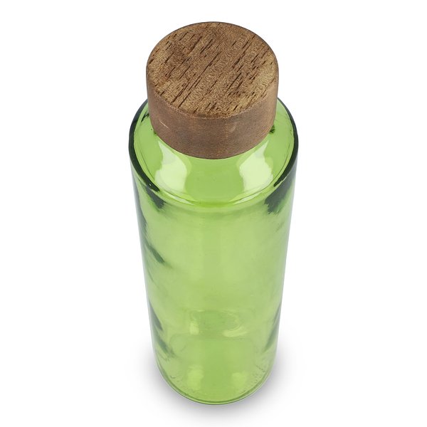 Recycelte Glaswasserflasche ReuuZ mit Holzverschluss 650 ml Frileel