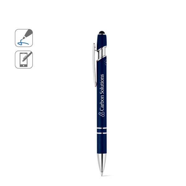 Kugelschreiber mit Gehäuse aus recyceltem Aluminium und Touch-Pen Druckknopf Bengik