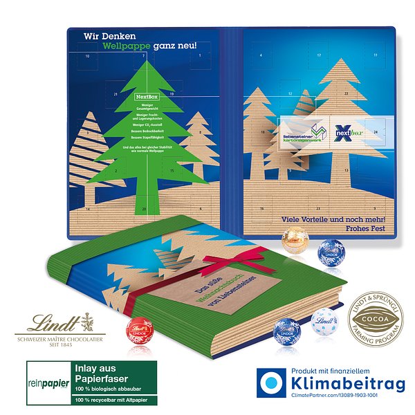 Adventskalender Weihnachtsbuch Lindt „Exklusiv“ Organic mit Lindt Minis