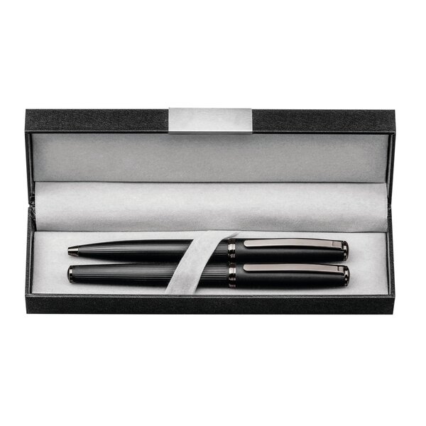 Schreibset mit Tintenroller und Kugelschreiber aus Metall Gieregi