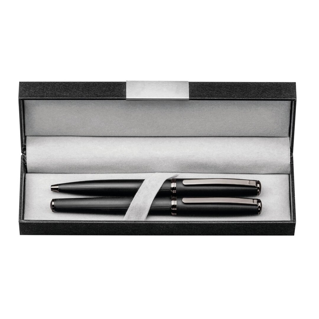 Schreibset mit Tintenroller und Kugelschreiber aus Metall Gieregi