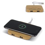 Bamboo Wireless charger with 2 USB hubs 5W Aniania