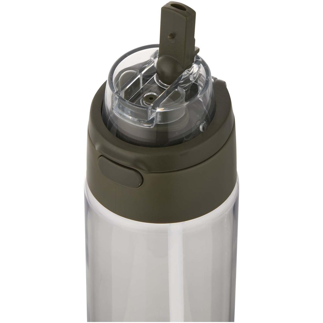 700 ml RCS Trinkflasche aus recyceltem Kunststoff mit Multifunktionsdeckel und Klappstrohhalm - Vreilga