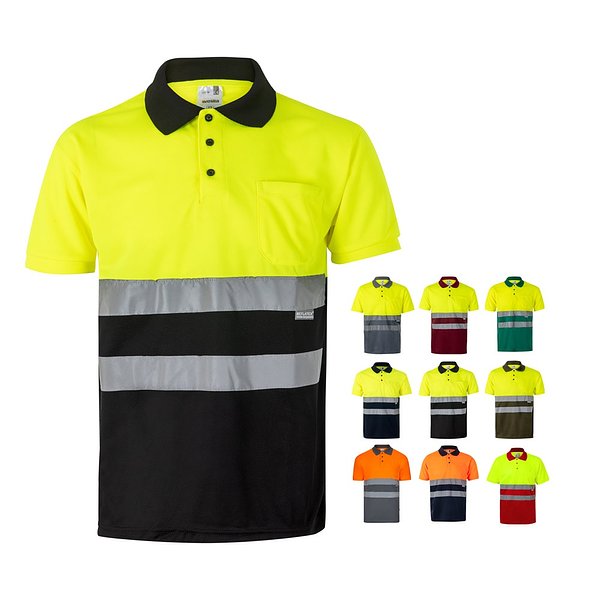 Zweifarbiges Poloshirt im Bird-Eye-Design (160g/m²) mit kurzen Ärmeln, aus Polyester (100%) Mudyli