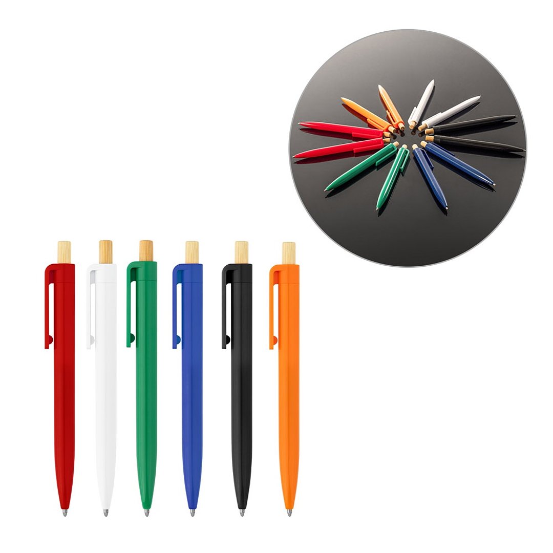 Kugelschreiber aus recyceltem ABS mit Bambusdruckknopf Bignana