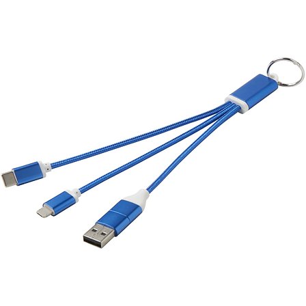 4-in-1 Ladekabel aus recyceltem Aluminium mit Schlüsselanhänger - Lolel