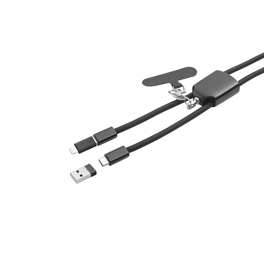Lanyard mit Smartphone-Halterung, USB-C-Kabel und verschiedenen Adaptern aus recyceltem ABS und recyceltem TPE Giulan