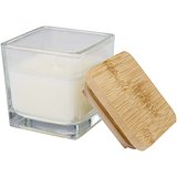 Quadratische Glaskerze mit Bambusdeckel - Badi