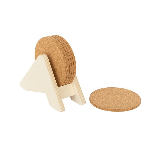 Sperrholzständer mit 6 Korkuntersetzern Annelixtz