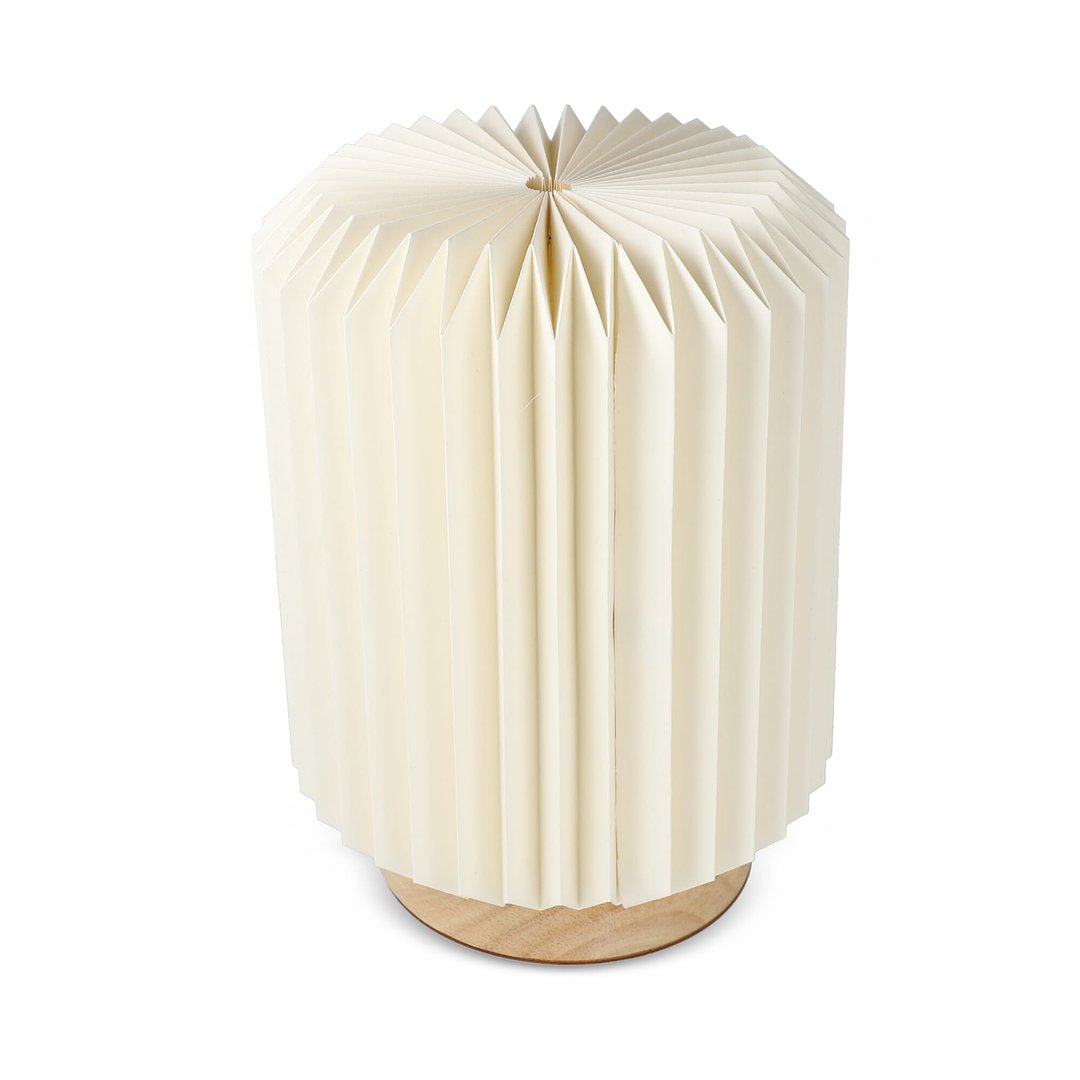faltbare Papier LED-Lampe Aurora auf Holzsockel, 22cm Leycian