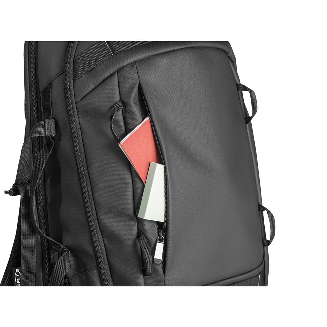Laptop-Rucksack aus 900D recyceltem Polyester, hohe Dichte, mit wasserfesten Beschichtung und Futter aus 210D recyceltem Polyester Maramudy