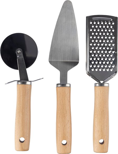 Küchenwerkzeugset aus Metall und Holz Steiven