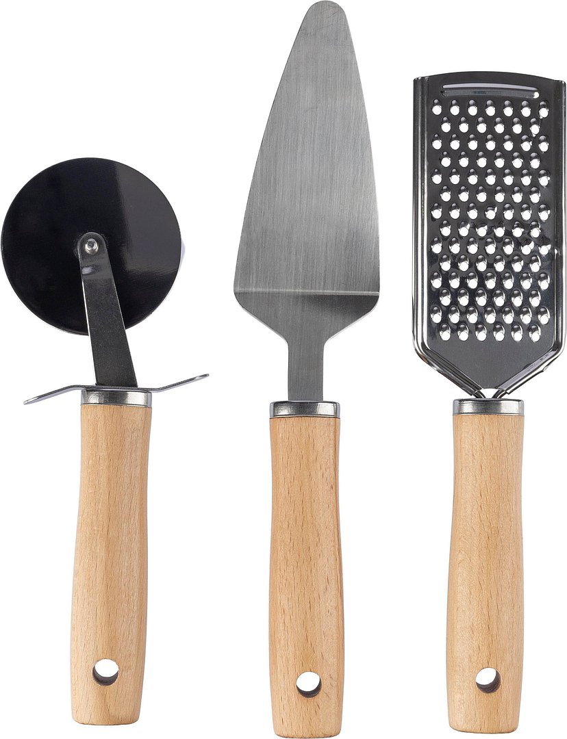 Küchenwerkzeugset aus Metall und Holz Steiven