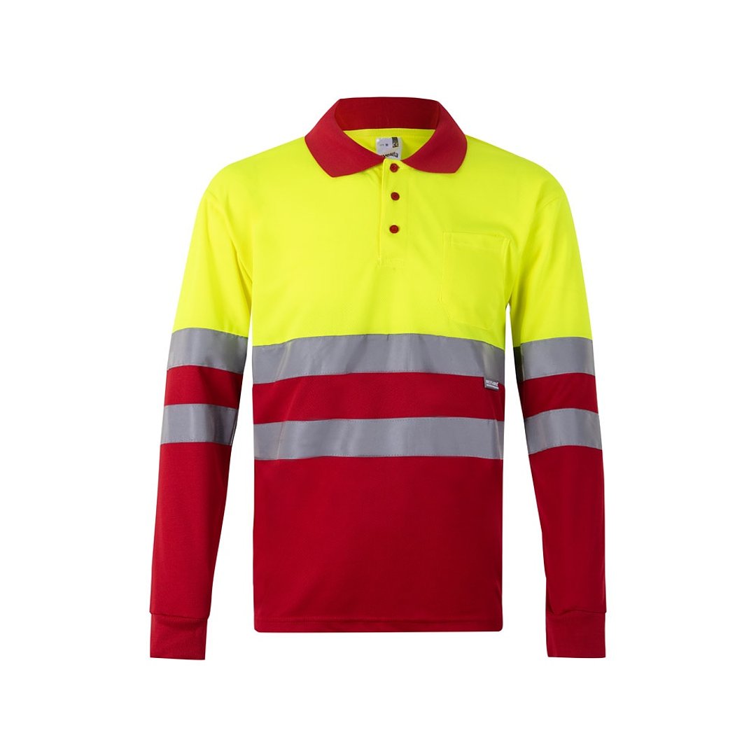 Zweifarbiges Poloshirt im Bird-Eye-Design (160g/m²) mit langen Ärmeln, aus Polyester (100%) Steivia