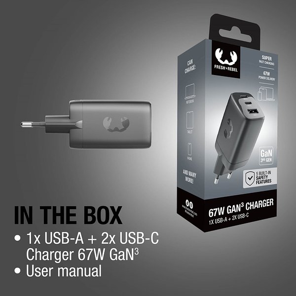 67W Laptop-Ladegerät GaN USB-C und USB-A Stineth