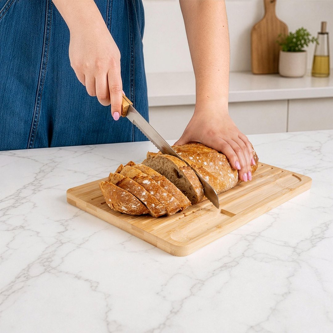 Brotschneidebrett aus Bambus, inklusive Messer Luretin