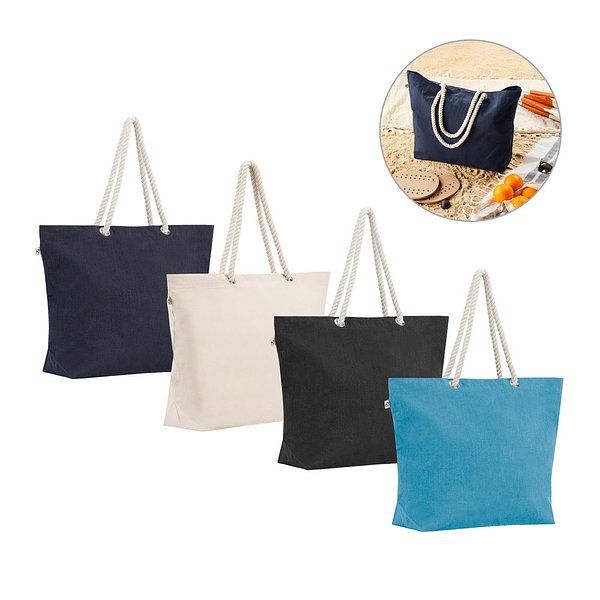Strandtasche aus recycelter Baumwolle (70 %) und recyceltem Polyester (30 %) (220 g/m²) Anigele