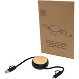 100cm 5-in-1 Kabel aus recyceltem Kunststoff, einziehbar, für Datenübertragung und 45W Schnellladung mit Bambusdetails - Duma