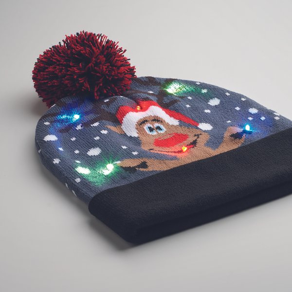 Weihnachtliche Strickmütze LED Benestel