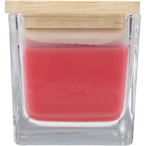 Quadratische Glaskerze mit Bambusdeckel - Badi